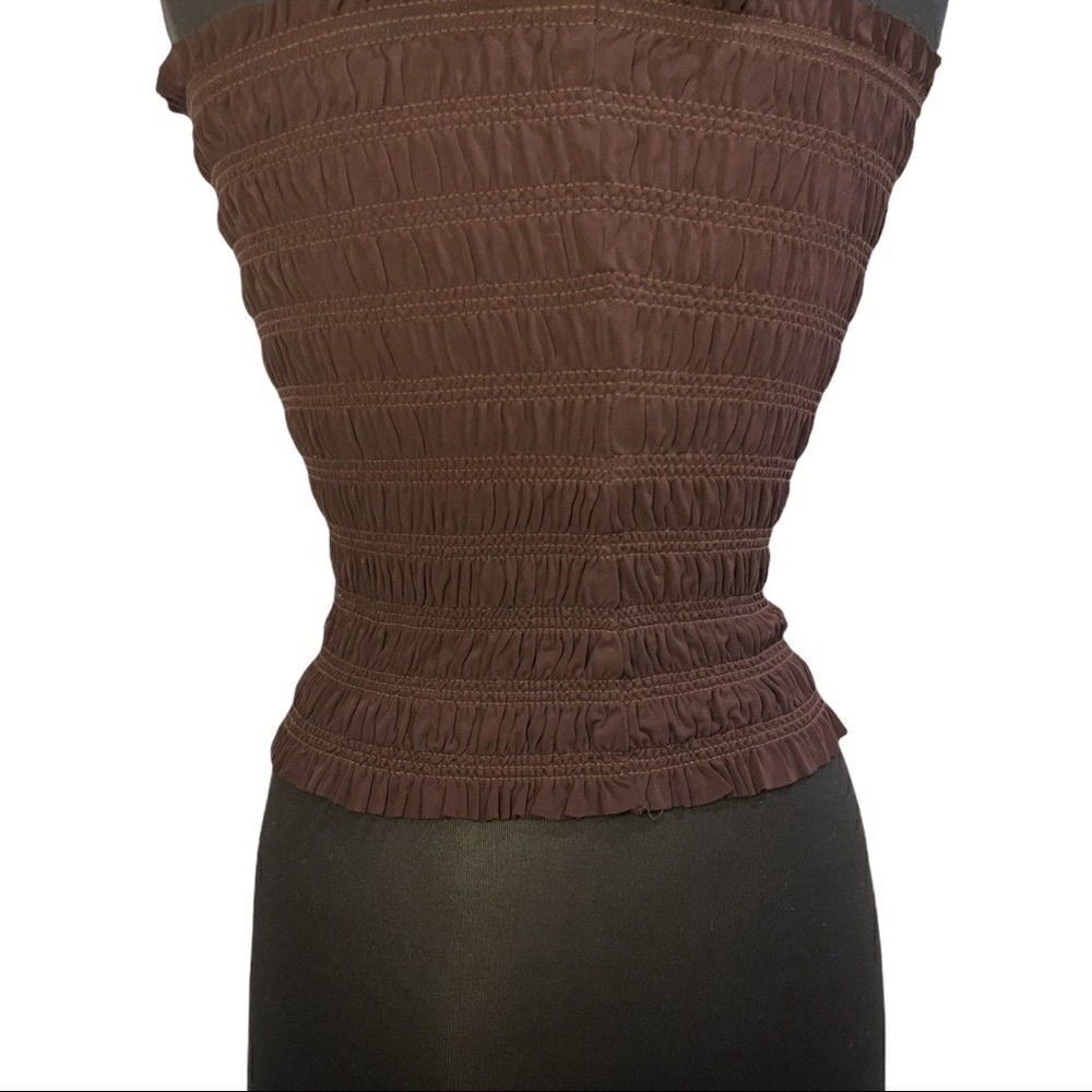 Diane Von Furstenberg Thais Brown Smocked Tube Top Sz 8 F/W 2018 - Picture 9 of 12